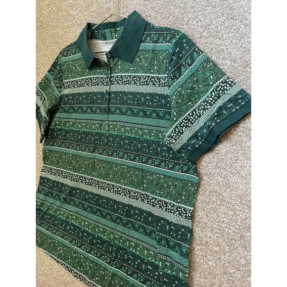 Woman Within Collared Green Floral Holiday Christmas Shirt Size 18/20 Large - Picture 2 of 5